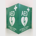 Ο άσπρος τοίχος τοποθετεί το πράσινο πλαστικό Defibrillator σημάδι AED αργιλίου συνήθειας σημαδιών AED Β σημαδιών τοίχων AED