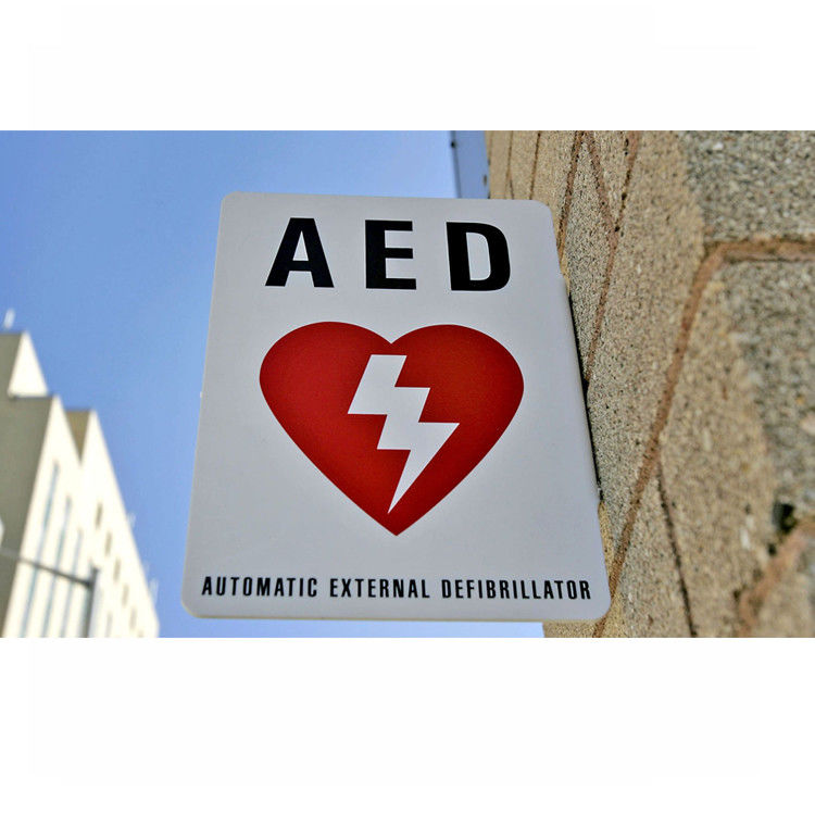 Χαρακτηρισμένο σημάδι τοίχων 2 AED τρόπων επίπεδο, σημάδι 90 βαθμού 254x177mm AED